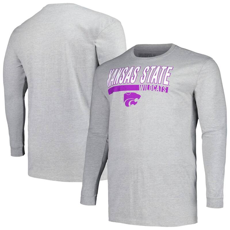【送料無料】 プロファイル メンズ Tシャツ トップス Men's Profile Gray Kansas State Wildcats Big & Tall Two-Hit Long Sleeve T-Shirt Kst Grey