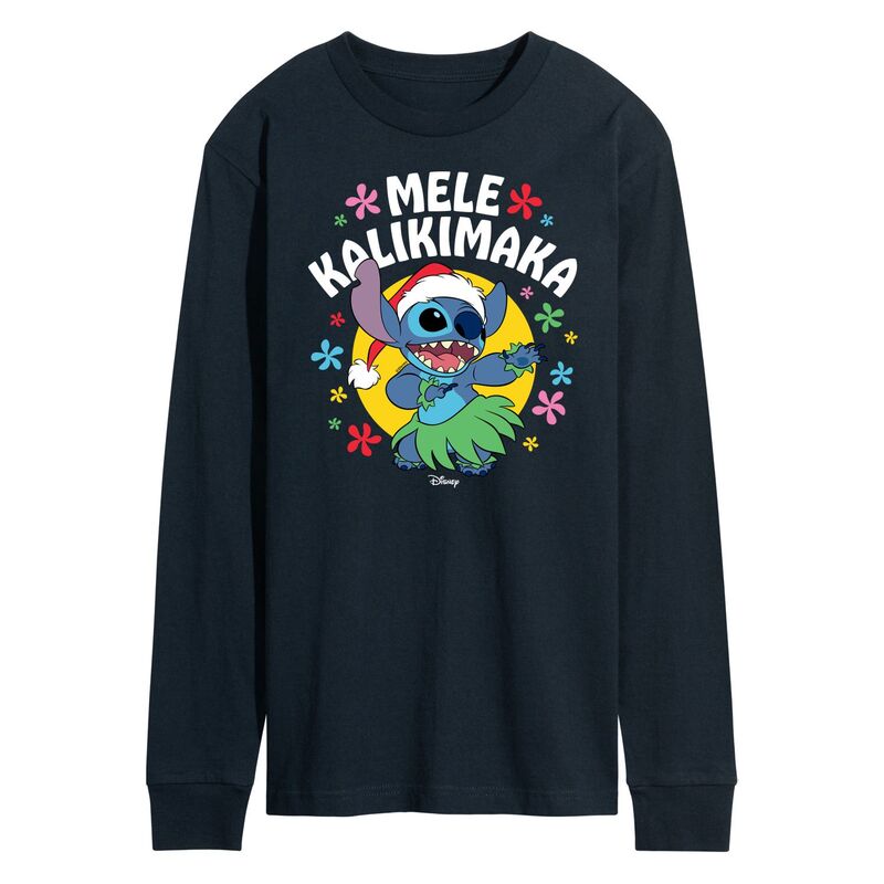 【送料無料】 ライセンス キャラクター メンズ Tシャツ トップス Disney's Lilo & Stitch Mele Kalikmaka Tee Navy