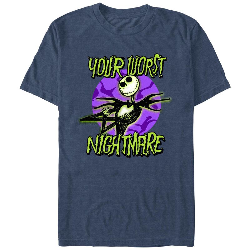 楽天ReVida 楽天市場店【送料無料】 ディズニー メンズ Tシャツ トップス Disney's The Nightmare Before Christmas Your Worst Nightmare Men's Graphic Tee Navy Heather