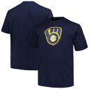 【送料無料】 プロファイル メンズ Tシャツ トップス Men's Profile Navy Milwaukee Brewers Big & Tall Primary Logo T-Shirt Brw Navy