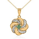 【送料無料】 アンブランデッド レディース ネックレス・チョーカー・ペンダントトップ アクセサリー 14k Gold over Sterling Silver Stone & Diamond Accent Swirl Pendant Necklace Emerald(4)