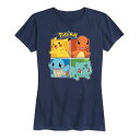 【送料無料】 ライセンス キャラクター レディース Tシャツ トップス Women's Pokemon Partner Squares Graphic Tee Navy