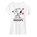 【送料無料】 ライセンス キャラクター レディース Tシャツ トップス Women's Peanuts Love Struck Snoopy Graphic Tee White