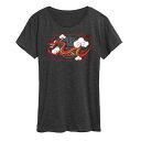【送料無料】 ディズニー レディース Tシャツ トップス Disney's Mulan Mushu Women'sFrame Graphic Tee Heather Charcoal(4)