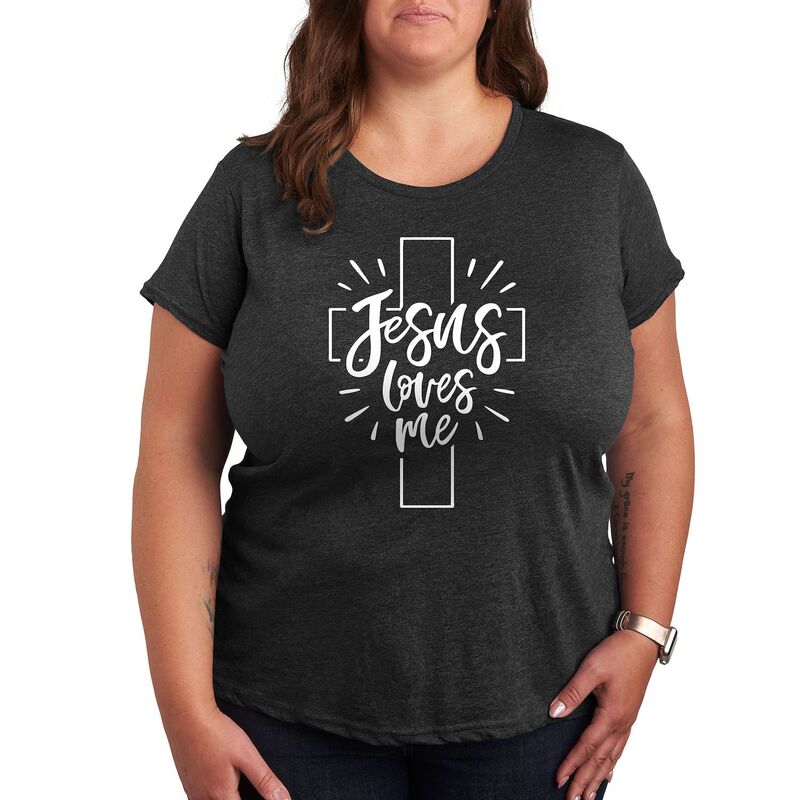 【送料無料】 アンブランデッド レディース Tシャツ トップス Plus Jesus Loves Me Graphic Tee Heather Charcoal