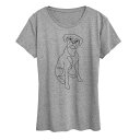 【送料無料】 アンブランデッド レディース Tシャツ トップス Women's Simple Line Drawing Of Dog Graphic Tee Heather Gray
