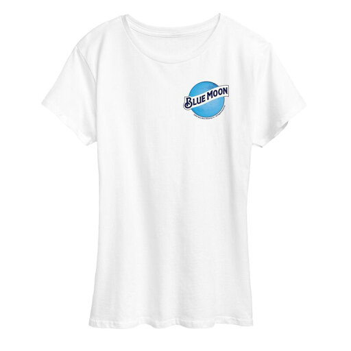 【送料無料】 ライセンス キャラクター レディース Tシャツ トップス Women's Blue Moon Round Logo Graphic Tee White 【送料無料】 ライセンス キャラクター レディース Tシャツ トップス Women's Blue Moon Round Logo Graphic Tee White