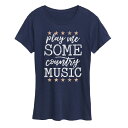 【送料無料】 アンブランデッド レディース Tシャツ トップス Women's Play Me Some Country Music Graphic Tee Navy(4)