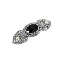 【送料無料】 1928 レディース ヘアアクセサリー アクセサリー 1928 Silver Tone Black Oval Glass Stone Hair B...