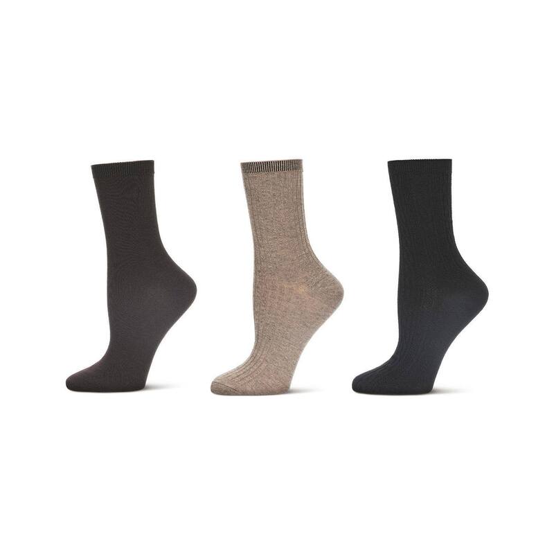 【送料無料】 メモイ レディース 靴下 アンダーウェア 6 Pairs Women's Basic Rib/flat Knit/cable Crew Socks Khaki Brown Black