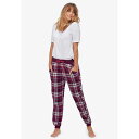 【送料無料】 Ellos レディース ナイトウェア アンダーウェア Ellos Women's Plus Size Plaid Flannel Sleep Pa...