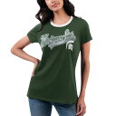 【送料無料】 G-III レディース Tシャツ トップス Women's G-III 4Her by Carl Banks Green Michigan State Spartans Recruit Ringer T-Shirt Msu Green(4)