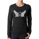 【送料無料】 エルエーポップアート レディース Tシャツ トップス Cat Tail Hearts - Women's Word Art Long Sleeve...