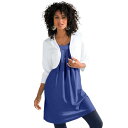 【送料無料】 ロアマンズ レディース ニット・セーター アウター Roaman's Women's Plus Size Bolero Cardigan With Three-quarter Sleeves White|詳細画像