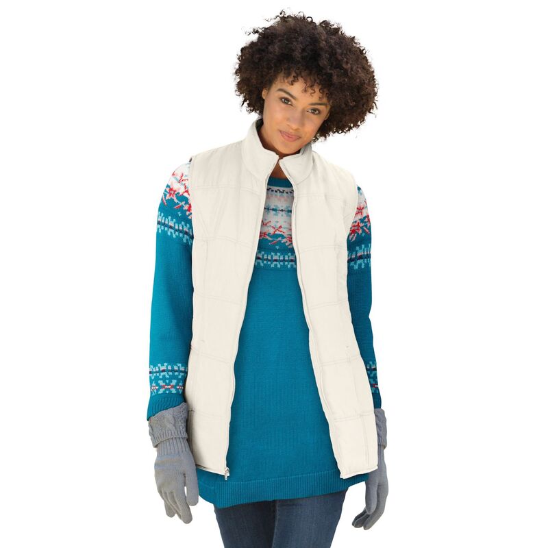 【送料無料】 ウーマン ウィズイン レディース ジャケット・ブルゾン アウター Woman Within Women's Plus Size Quilted Vest Ivory