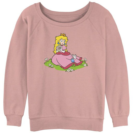 【送料無料】 ライセンス キャラクター レディース Tシャツ トップス Juniors' Super Mario Bros Princess Peach Picking Flowers Slouchy Terry Graphic Pullover Desert Pink 【送料無料】 ライセンス キャラクター レディース Tシャツ トップス Juniors' Super Mario Bros Princess Peach Picking Flowers Slouchy Terry Graphic Pullover Desert Pink