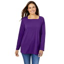 【送料無料】 ウーマン ウィズイン レディース Tシャツ トップス Woman Within Women's Plus Size Perfect Long-sl...