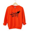 【送料無料】 Simply Sage Market レディース Tシャツ トップス Come We Fly Broom Sweatshirt Orange