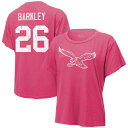 【送料無料】 マジェスティック レディース Tシャツ トップス Women's Majestic Threads Saquon Barkley Pink Phi...