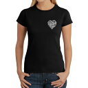 【送料無料】 エルエーポップアート レディース Tシャツ トップス Cursive Heart - Women's Word Art T-shirt Black