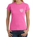 【送料無料】 エルエーポップアート レディース Tシャツ トップス Cursive Heart - Women's Word Art T-shirt Pink