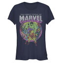 【送料無料】 マーベル レディース Tシャツ トップス Juniors' The Mighty World Of Marvel Heroes Graphic T...
