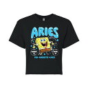 【送料無料】 ニコロデオン レディース Tシャツ トップス Juniors' SpongeBob SquarePants Aries Cropped Tee B...