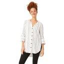 【送料無料】 Ellos レディース Tシャツ トップス Ellos Women's Plus Size Striped Linen Blend Tunic W...