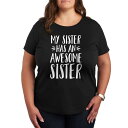 【送料無料】 ライセンス キャラクター レディース Tシャツ トップス Plus My Sister Has Awesome Sister Graphic Tee Black(4)