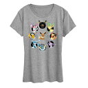 【送料無料】 ライセンス キャラクター レディース Tシャツ トップス Women's Pokemon Eevee Evolution Graphic Tee Heather Gray