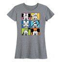 【送料無料】 ディズニー レディース Tシャツ トップス Disney's Mickey Mouse & Friends Women's Grid Graphic Tee Heather Gray(4)
