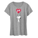 【送料無料】 ライセンス キャラクター レディース Tシャツ トップス Women's Peanuts Snoopy Luv Graphic Tee Heather Gray(4)