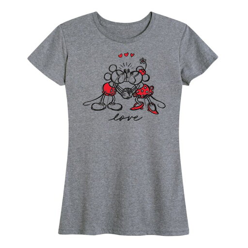 【送料無料】 ディズニー レディース Tシャツ トップス Disney's Mickey & Minnie Mouse Women's Love Sketch Graphic Tee Heather Gray 【送料無料】 ディズニー レディース Tシャツ トップス Disney's Mickey & Minnie Mouse Women's Love Sketch Graphic Tee Heather Gray