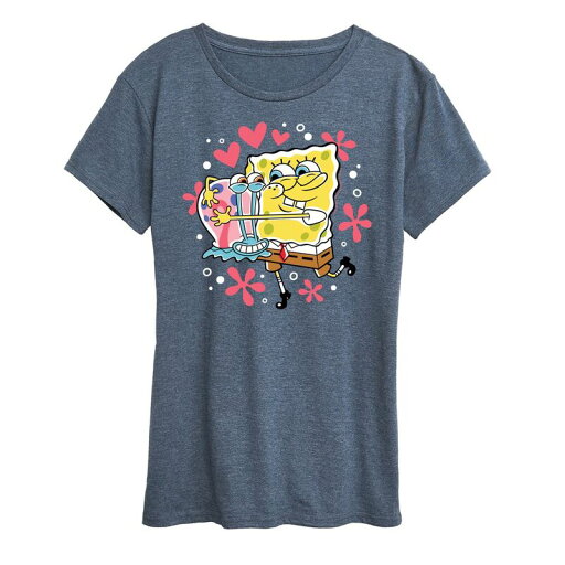 【送料無料】 ライセンス キャラクター レディース Tシャツ トップス Women's Spongebob Squarepants Gary Hug Graphic Tee Heather Blue 【送料無料】 ライセンス キャラクター レディース Tシャツ トップス Women's Spongebob Squarepants Gary Hug Graphic Tee Heather Blue