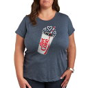 【送料無料】 ライセンス キャラクター レディース Tシャツ トップス Plus Diet Coke Heart Bubbles Graphic Tee Heather Blue