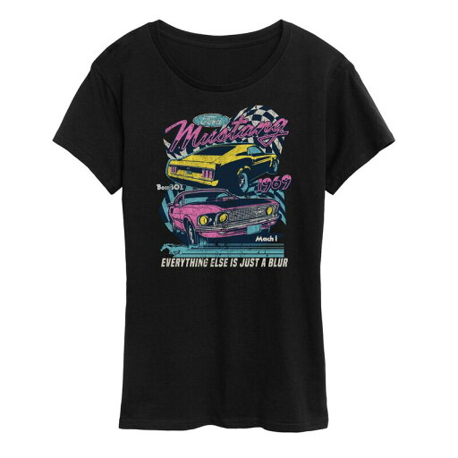 【送料無料】 ライセンス キャラクター レディース Tシャツ トップス Women's Ford Mustang Blur Graphic Tee Black 【送料無料】 ライセンス キャラクター レディース Tシャツ トップス Women's Ford Mustang Blur Graphic Tee Black