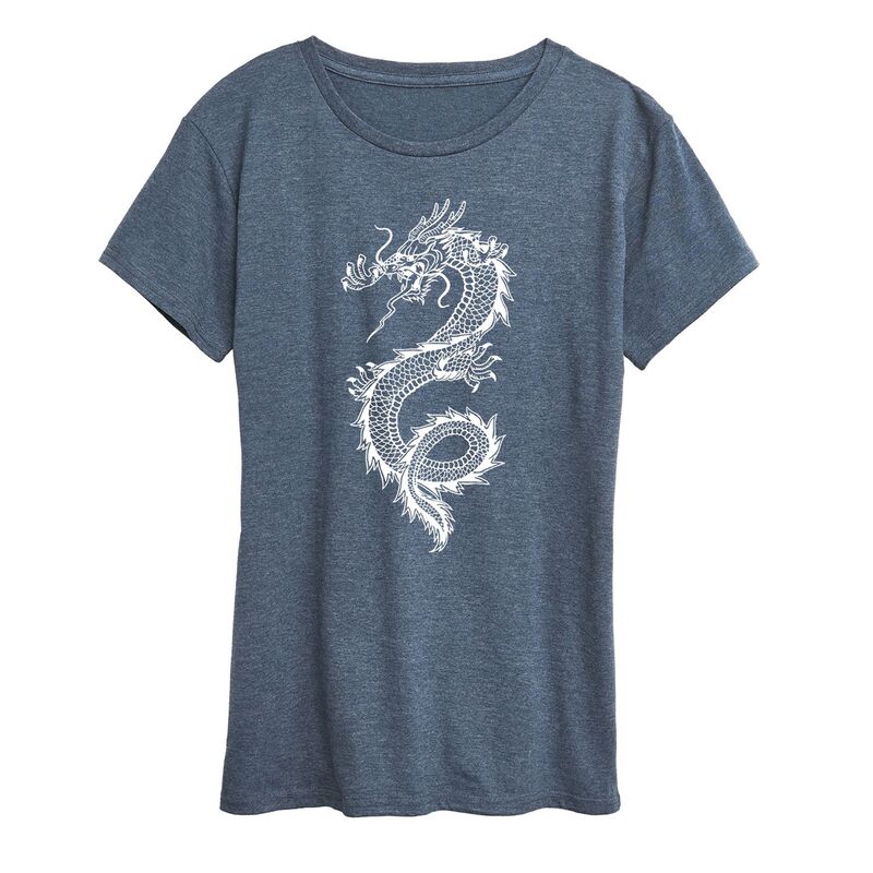 【送料無料】 ライセンス キャラクター レディース Tシャツ トップス Women's Chinese Dragon Graphic Tee Heather Blue