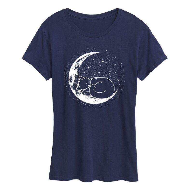 ̵ ֥ǥå ǥ T ȥåץ Women's Cat Nap Moon Graphic Tee Navy