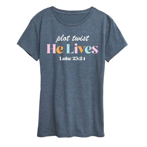 【送料無料】 アンブランデッド レディース Tシャツ トップス Women's Plot Twist He Lives Graphic Tee Heather Blue 【送料無料】 アンブランデッド レディース Tシャツ トップス Women's Plot Twist He Lives Graphic Tee Heather Blue
