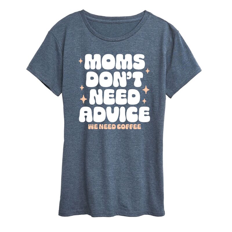 【送料無料】 アンブランデッド レディース Tシャツ トップス Women's Moms Dont Need Advice Need Coffee Graphic Tee Heather Blue