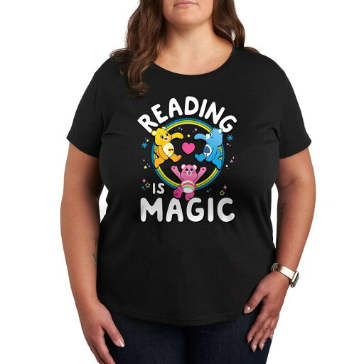 【送料無料】 ライセンス キャラクター レディース Tシャツ トップス Plus Care Bears Reading Is Magic Graphic Tee Black 【送料無料】 ライセンス キャラクター レディース Tシャツ トップス Plus Care Bears Reading Is Magic Graphic Tee Black