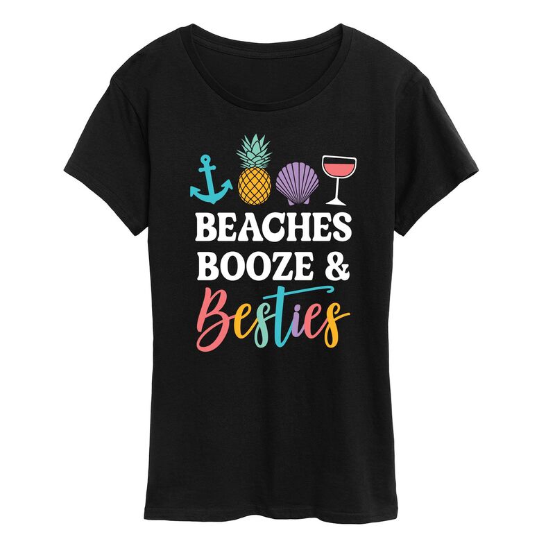 【送料無料】 アンブランデッド レディース Tシャツ トップス Women's Beaches Booze And Besties Graphic Tee Black