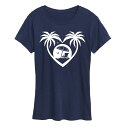 【送料無料】 アンブランデッド レディース Tシャツ トップス Women's Palm Trees Heart Scene Graphic Tee Navy