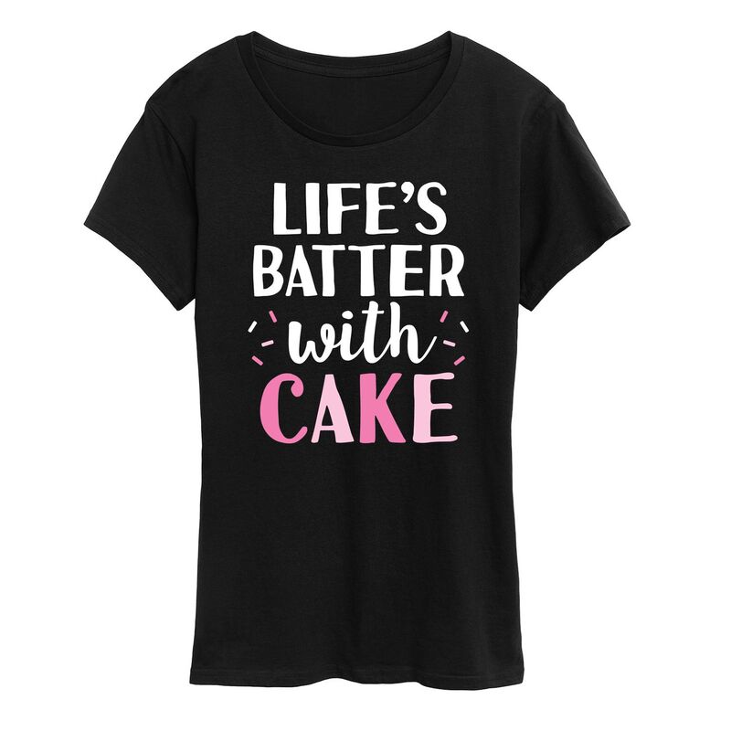 【送料無料】 ライセンス キャラクター レディース Tシャツ トップス Women's Life's Batter With Cake Graphic Tee Black