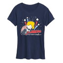 【送料無料】 ライセンス キャラクター レディース Tシャツ トップス Women's Peanuts Schroeder Americana Graphic Tee Navy(4)