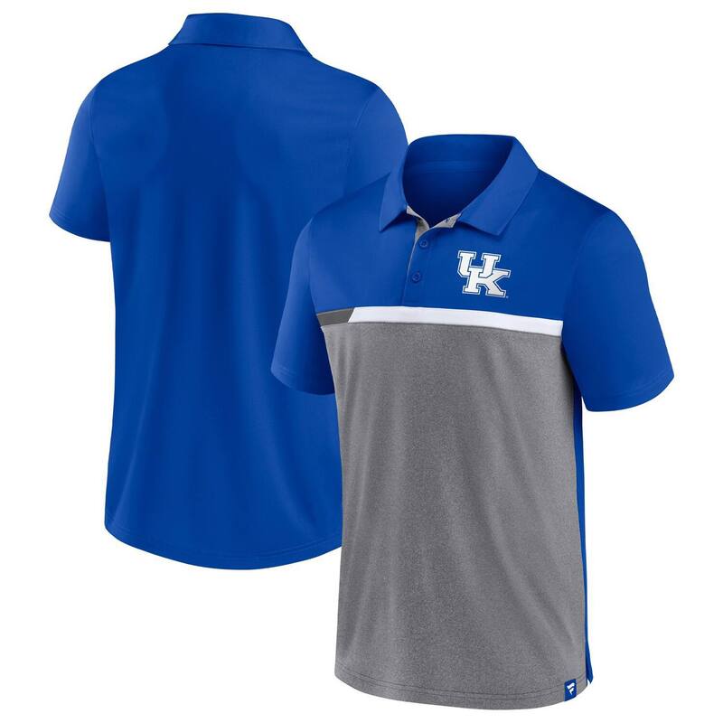 【送料無料】 アンブランデッド メンズ Tシャツ トップス Men's Fanatics Branded Royal/Heathered Gray Kentucky Wildcats Split Block Color Block Polo Ken Blue