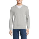 【送料無料】 ランズエンド メンズ ニット・セーター アウター Big & Tall Lands' End Fine Gauge Cotton V-Neck Sweater Gray Heather(4)