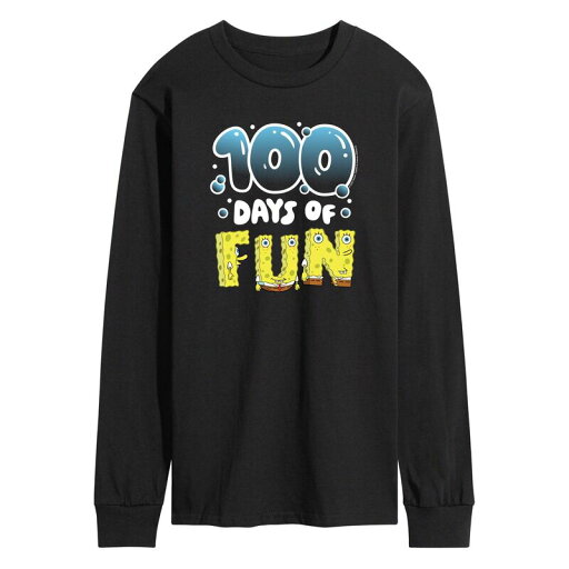 【送料無料】 ニコロデオン メンズ Tシャツ トップス Men's SpongeBob SquarePants 100 Days Later Long Sleeve Graphic Tee Black 【送料無料】 ニコロデオン メンズ Tシャツ トップス Men's SpongeBob SquarePants 100 Days Later Long Sleeve Graphic Tee Black