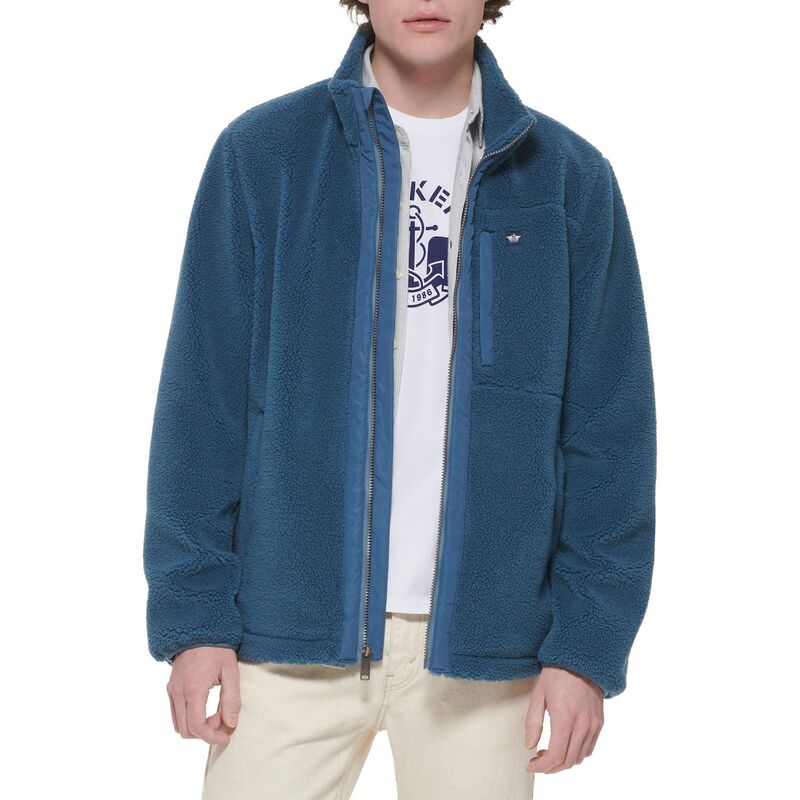 【送料無料】 ドッカーズ メンズ ジャケット・ブルゾン アウター Men's DockersR Sherpa Zip Front Jacket Ocean Blue