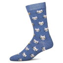 【送料無料】 メモイ メンズ 靴下 アンダーウェア Men's Cat Face Cashmere Crew Socks Denim Heather
